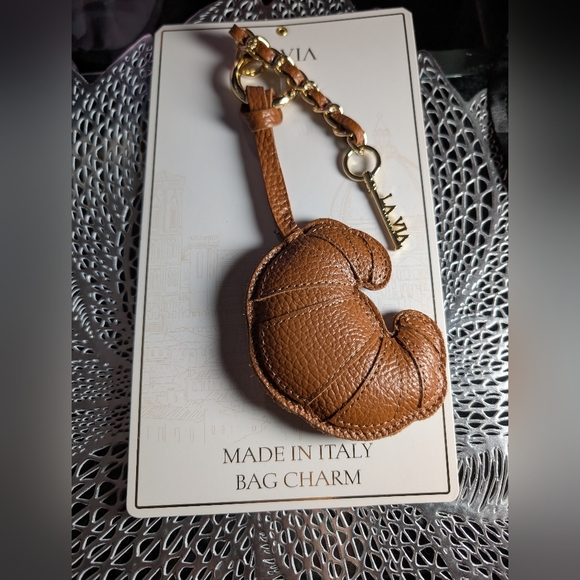 Accessories - Brown Leather Croissant Bag Charm